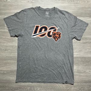 47 Brand Grey Chicago Bears “100” Graphic Tee Size Large